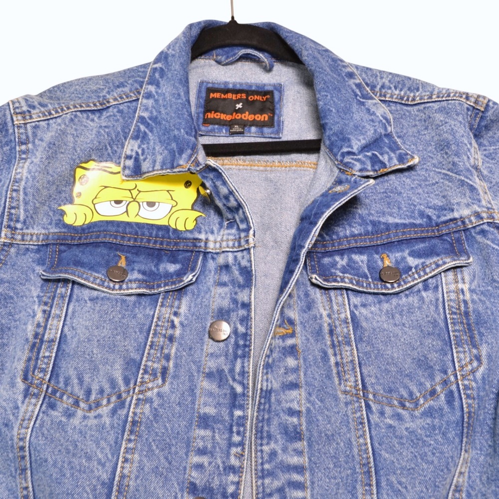 Members Only Nickelodeon Spongebob Denim Jacket XL Jean Cartoon - Picture 2 of 7